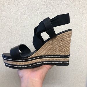Super cute black wedges!